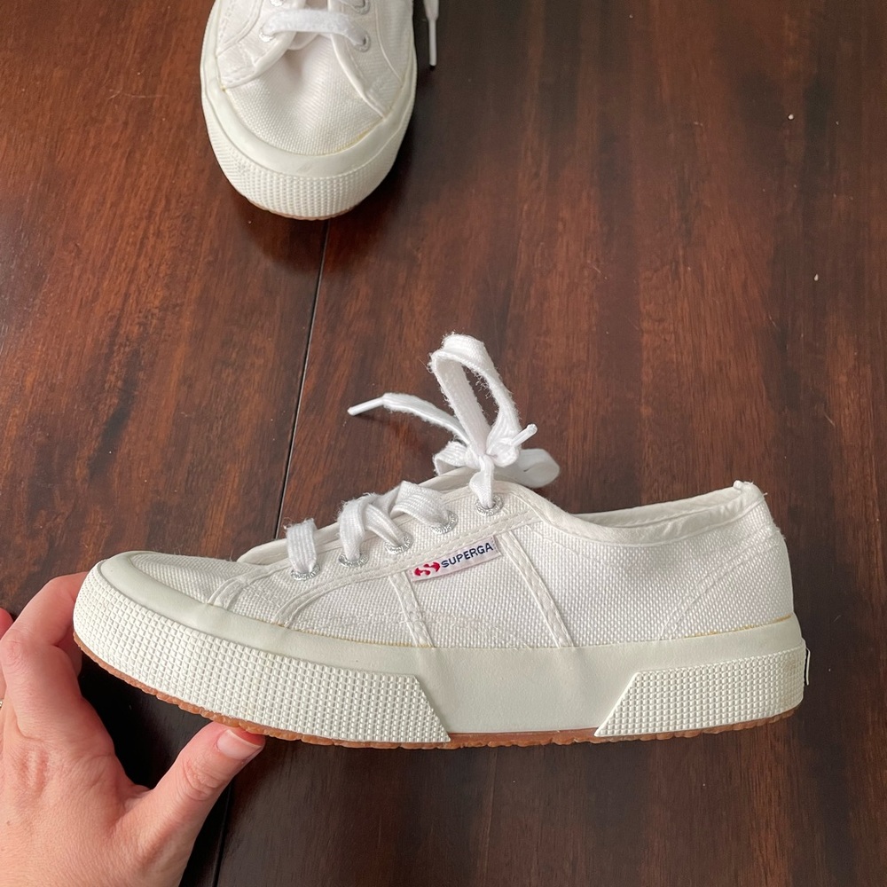 Superga Women’s White canvas sneakers sz 37.5 - Picture 7 of 8